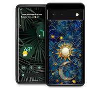 Toulas for Google Pixel 8 Case,Moon Stars Celestial Glass Design，All-Round Protection Shockproof Anti-Scratches TPU Cover,Cases for Woman Man