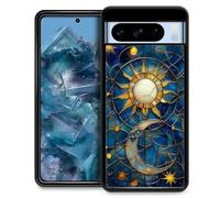 Toulas for Google Pixel 8 Pro Case,Moon Stars Celestial Glass Design，All-Round Protection Shockproof Anti-Scratches TPU Cover,Cases for Woman Man