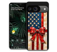 Toulas for Google Pixel 9/9 Pro Case,Colored Glass American Flag Bow Design，All-Round Protection Shockproof Anti-Scratches TPU Cover,Cases for Woman Man