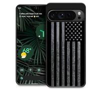 Toulas for Google Pixel 9 Pro XL Case,Black Gray Wood Grain American Flag Design，All-Round Protection Shockproof Anti-Scratches TPU Cover,Cases for Woman Man