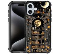 Toulas for iPhone 16 Plus Case,Gothic Bookshelf Dark Academia Literary Design，All-Round Protection Shockproof Anti-Scratches TPU Cover,Cases for Woman Man