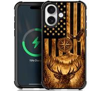 Toulas for iPhone 17 Case,Wood Grain American Flag Buck Hunter Deer Design，All-Round Protection Shockproof Anti-Scratches TPU Cover,Cases for Woman Man