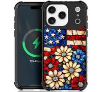 Toulas for iPhone 17 Pro Case,Colored Glass National Flag Flowers Design，All-Round Protection Shockproof Anti-Scratches TPU Cover,Cases for Woman Man