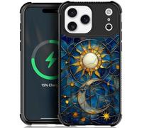 Toulas for iPhone 17 Pro Case,Moon Stars Celestial Glass Design，[Compatible with MagSafe],All-Round Protection Shockproof Anti-Scratches TPU Cover,Cases for Woman Man