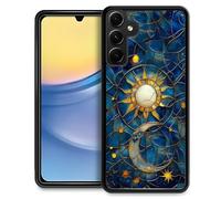 Toulas for Samsung Galaxy A15 5G Case,Moon Stars Celestial Glass Design，All-Round Protection Shockproof Anti-Scratches TPU Cover,Cases for Woman Man