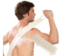 Toulifly Loofah Back Scrubber, Sunset, Natural Exfoliating Back Strap, Double Side Scrubbing Strap, Body Exfoliation, 1.0 count