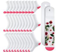 Toulite 15 Pairs White Sublimation Socks Blanks Polyester Socks Heat Transfer 2 Pcs Metal Sublimation Sock Jig, 3 Sizes(Pink Sole)