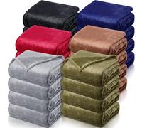 Toulite 24 Pcs Bulk Flannel Fleece Blankets for Homeless Donations Cozy Fleece Throw Blankets Winter Fleece Blanket Bulk for Donations Bed Couch Sofa Home Camping Wedding Gifts(Classic,40 x 60 Inch)