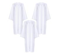 Toulite 3 Pcs Unisex Matte Choir Robes for Church White Baptism Gown Graduation Robe Confirmation Pastor Judge Costume Adult, White, Size 54