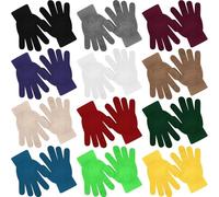 Toulite 36 Pair Warm Adult Winter Gloves Knitted Magical Bulk Gloves Stretchy Solid Color Mittens for Men Women, Classic Color, One size
