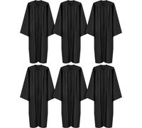 Toulite 6 Pcs Choir Robes for Church Adults, Unisex Matte Baptism Robes Bulk for Water Baptism Pastor Clergy Ceremonial Gowns, Black, 48 cm