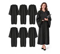 Toulite 6 Pcs Choir Robes for Church Adults, Unisex Matte Baptism Robes Bulk for Water Baptism Pastor Clergy Ceremonial Gowns, Black, Size 51