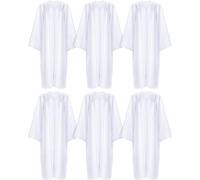 Toulite 6 Pcs Unisex Matte Choir Robes for Baptism Church Confirmation Pulpit Graduation Gown Pastor Judge Costume Adults, White, Size 45