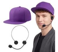 Toulite Pop Star Costume Accessories Set, Purple Flat Brim Baseball Cap with decorative Headset Microphone, Singer Cosplay Costume Kit for Halloween, Stage Performance, Dress Up Party