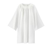 Toulite Unisex Matte Surplice Choir Robes for Church White Round Neck Baptismal Robes for Collar Clergy Priest Vestment, White, 37''