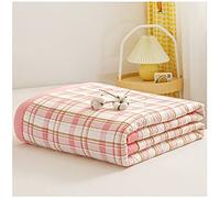 TOULIVER Summer Comforter Single Double Quilt 100% Washed Cotton Plaid Bed Blanket with Soft Microfiber Inner Fill Bedding Lightweight All Season Down Alternative Duvet Insert,L,150x200cm