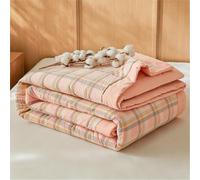 TOULIVER Summer Comforter Single Double Quilt 100% Washed Cotton Plaid Bed Blanket with Soft Microfiber Inner Fill Bedding Lightweight All Season Down Alternative Duvet Insert,L,150x200cm