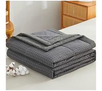 TOULIVER Summer Comforter Single Double Quilt 100% Washed Cotton Plaid Bed Blanket with Soft Microfiber Inner Fill Bedding Lightweight All Season Down Alternative Duvet Insert,I,150x200cm