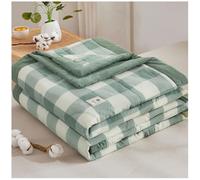 TOULIVER Summer Comforter Single Double Quilt 100% Washed Cotton Plaid Bed Blanket with Soft Microfiber Inner Fill Bedding Lightweight All Season Down Alternative Duvet Insert,H,200x230cm