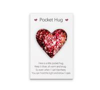 TOULLY Pocket Hug Heart, Pocket Hugs Heart for Friends, Thinking of You Gifts, Keepsake University Gifts for Her, Positive Good Luck Birthday Wedding Christmas Mothers Day (Red)
