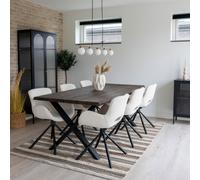 Toulon Dining Set - Smoked Oak - 6 Seater - 200cm - Live Edge - 6 Mauston Chairs