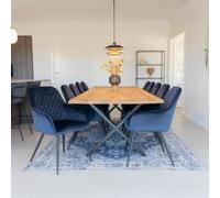 Toulon Natural Oak 14 Seater Dining Table with Black Cross Legs - 300cm