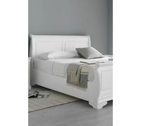 Toulon White Wooden Sleigh Bed - Bed Frame Time4sleep White King