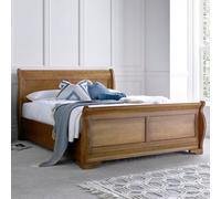 Toulon Wooden Sleigh Bed - Oak Finish - Super King Size 6Ft Bed Frame Only