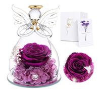Touloube Angel Rose Gifts for Women - Preserved Real Rose for Her, Eternal Infinity Roses Preserved Flowers Handmade, Angel Figurine Made of Glass for Women Mother Grandma Grandmother