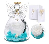 Touloube Gift for Mother, Real Eternal Rose Gift with Angel Sculpture Gifts for Women, Mum, Grandma, Wife - Preserved Roses in Luxury Gift Box with Flower Card, Gifts for her on Birthday, Anniversary