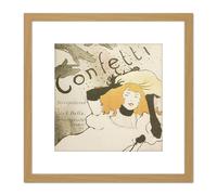 Toulouse-Lautrec Bella Confetti Advert 8X8 Inch Square Wooden Framed Wall Art Print Picture with Mount Artery8 Light Oak One Size