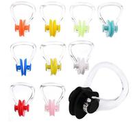 Toumett 10 Pcs Nose Clips Swimming,Clip Adult,Kids 6-14 Nose Plugs for Waterproof Silicone Swim Training Protector with Box for Men Women Children Beginners and Adults,Beginner