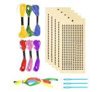 Toumett 19 Pcs Wooden Bookmark Cross Stitch Kits,Children's Cross Embroidery Beginner Kit,Cross Stitch Frame, Needles, Threads, Ribbons for Kids Beginners DIY Project Art Craft