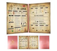 Toumett 70th Birthday Gifts For Women/Men,1955 Uk Poster Ideas Custom,70 Years Old Gift,Born In 1955,Presents For Happy 70th Birthday Card Decorations,for Friends,Grandparents,Husband,Wife,Mom,Dad