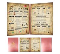 Toumett 90th Birthday Gifts For Women/Men,1935 Uk Poster Ideas Custom,90 Years Old Gift,Born In 1935,Presents For Happy 90th Birthday Card Decorations,for Friends,Grandparents,Husband,Wife,Mom,Dad