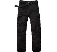 Toumett Men's Cargo Pants Cotton Work Pants Comfort Casual Tactical Outdoor Military Pants with Multi Pockets, Black, 34