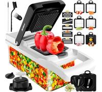 16 in 1 Vegetable Chopper Multi Purpose Mandoline Vegetable Slicer Multifunctional Veg Slicer with Lid Potato Spiral Cutter Veg Onion Chopper Lemon Squeezer Egg Slicer Yolk Separator Peeler