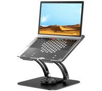 tounee Adjustable Laptop Stand for Desk, Ergonomic Holder with 360° Rotating Base, Portable Aluminum Computer Stand Laptop Riser Compatible with MacBook, Air, Pro, All Laptop 10-16"- Black