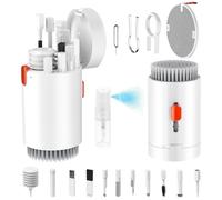 Tounee Keyboard Cleaner Kit, Electronics Cleaning Kit with Retractable Big Brush, Portable, 20 in 1 Multi-Tool Kit for Phones, Tablet, Computer, PC Monitor,TV Camera Lens with 2.5ml Mist Spray (White)
