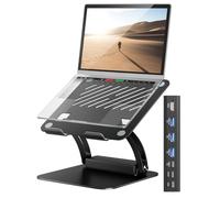 tounee Laptop Stand with Detachable USB-C Hub, 100W PD Charging, 4K@60Hz HDMI, 3 USB Ports, Ergonomic Laptop Holder Docking Station for 10-17" Laptops, MacBook & More (Black)