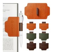 Tounee Magnetic Leather Bookmarks with Integrated Pen Holders, Essential Reading Accessories for Book Lovers & Avid Readers, Slim Page Markers for Bible Study, Journaling & Planners (6-Pack)