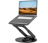 tounee Telescopic Laptop Stand for Desk with 360° Swivel Base, Sit to Stand, Height Adjustable, Portable Riser Holder for Good Posture, Compatible with MacBook Pro, All Laptops 10-17"-Black
