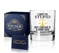 TOUNER I Cant Fix Stupid But I Can Give It A Court Date Whiskey Glasses, Retired Lawyer Whiskey Glass, Retirement Gifts For Lawyer Judge Father's Day Thanksgiving Christmas Gifts For Him Coworker