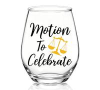 TOUNER Motion To Celebrate Lawyer Stemless Wine Glass, Funny Scales of Justice Pattern Print Wine Glass Gifts for Women Men Future Lawyer, Law School Graduation Gifts for Women Men Family Friend