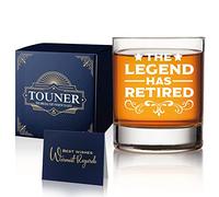TOUNER The Legend Has Retired Whiskey Glass with Gift Box, Limited Edition Retirement Gifts for Men Women Dad Grandfather Boss Coworkers, 11 oz Glass Tumbler