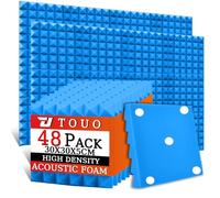 TOUO 48 Pack Acoustic Foam Panels, 30x30x5cm Pyramid Sound Proof Panels for Walls, High Density Fire Resistant Soundproofing Foam for Studio Walls and Ceilings(Blue)