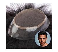 Toupee for Men Hair Pieces and Wigs Human Hair Men Toupee French Lace with 1" Clear Poly All Around Hair Toupee 6'' Length Replacement System Male Hair Prosthesis Human Hair Replacement System(Straigh