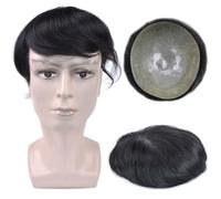 Toupee For Men Human Hair, All Injected Pu Virgin Human Hair Replacement Systems, Thin Skin Stock Men'S Toupee Hair Pieces,5.5 * 7.5in