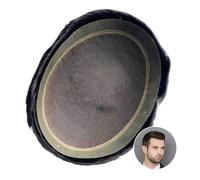 Toupee for Men Human Hair Men's Toupee Breathable French Lace Hair System 8×10" Soft PU Around Male Hair Prosthetic 120% Density Indian Remy Hair Units Hairpiece Human Hair Replacement System(Off Blac