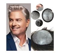 Toupee for Men Men's Toupee 0.02-0.03mm V-Loop Full PU Skin System Unit Wig 8x10" Durable Male Hair Prosthesis Breathable Human for Men Men Wig